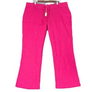 Icy Fashion Linen Blend Hot Pink Wide Leg Pants Sz 2XL drawstring NWT Barbiecore